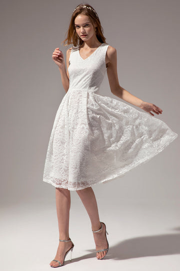 Vestido Midi de Renda Branca